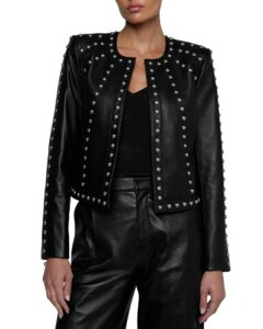 ���W�����X ���f�B�[�X �A�E�^�[ �W���P�b�g�E�u���]�� ���U�[ L'AGENCE Fia Leather Studded Collarless Jacket Black �u���b�N