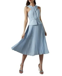 �R�[�X�g ���f�B�[�X �g�b�v�X �����s�[�X �v�` �v���[�c �~�f�B Coast Petite Cross Over Pleated Midi Dress Light Blue �u���[
