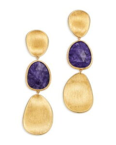 �}���R �r�`�F�S ���f�B�[�X �A�N�Z�T���[ �s�A�X�E�C�������O Marco Bicego 18K Yellow Gold Lunaria Color Turquoise and Charoitextured Link Drop Earrings Gold/Turquoise �^�[�R�C�Y