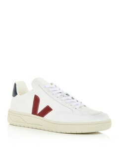 ���F�W�� �����Y �g�b�v�X �V���c �X�j�[�J�[ ���U�[ VEJA Men's V-12 Low Top Leather Sneakers White/Dark Red �z���C�g