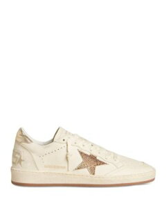 �S�[���f���O�[�X ���f�B�[�X �V���[�Y �X�j�[�J�[ ���U�[ Golden Goose Women's Ball Star Leather Up Low Top Sneakers White/Beige �z���C�g