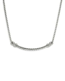 デイビット・ユーマン レディース ネックレス・チョーカー アクセサリー Sterling Silver Petite X Diamond Bar Pendant Necklace 15 Silver