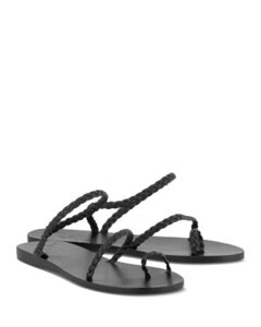 �A���V�G���g�O���[�N�T���_�� ���f�B�[�X �V���[�Y Ancient Greek Sandals Women's Eleftheria Braided Strappy Sandals Black �u���b�N