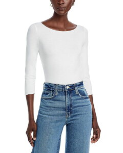 �}�W�F�X�e�B�b�N ���f�B�[�X �g�b�v�X �V���c Majestic Filatures Boatneck Three Quarter Sleeve Top Blanc