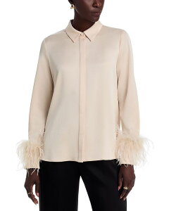 �E���K�� ���f�B�[�X �g�b�v�X �V���c �N���[�v �T�e�� �u���E�X Ungaro Luna Satin Back Crepe Blouse Antique