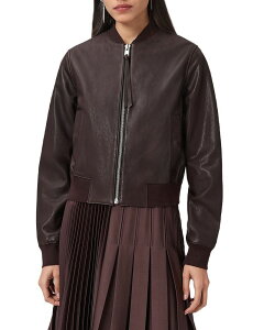 �I�[���Z�C���c ���f�B�[�X �A�E�^�[ �W���P�b�g�E�u���]�� ���U�[ ALLSAINTS Orten Leather Bomber Jacket Oxblood Red ���b�h