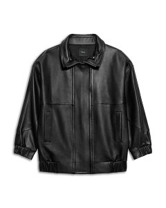 �Z�I���[ ���f�B�[�X �A�E�^�[ �W���P�b�g�E�u���]�� ���U�[ Theory Leather Front Zip Jacket Black �u���b�N