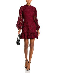 �A�N�A ���f�B�[�X �g�b�v�X �����s�[�X ���[�X AQUA Long Sleeve Lace Dress - Exclusive Cherry Lacquer
