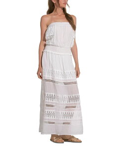 �G���� ���f�B�[�X �g�b�v�X �����s�[�X�g���b�v���X �}�L�V Elan Strapless Crochet Maxi Dress White �z���C�g