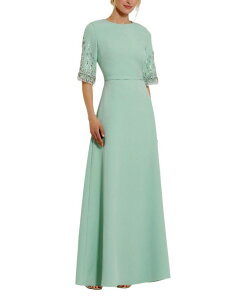 �}�b�N�_�K�� ���f�B�[�X �g�b�v�X �����s�[�X �N���[�v A ���C�� Mac Duggal Crepe A Line Gown with Beaded 3/4 Sleevesage �Z�[�W