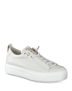�|�[���E�O���[�� ���f�B�[�X �V���[�Y �X�j�[�J�[ �v���b�g�t�H�[�� Paul Green Women's Faye Platform Sneakers Ivory Gold Leather �A�C�{���[