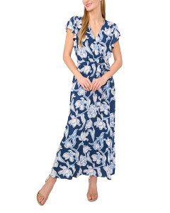�Z�Z ���f�B�[�X �g�b�v�X �����s�[�X �}�L�V CeCe Wrap Front Maxi Dress Denim/ White �z���C�g
