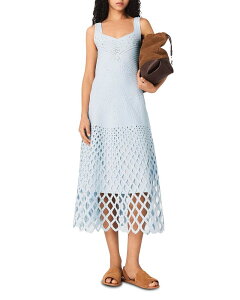 �}�[�W�� ���f�B�[�X �g�b�v�X �����s�[�X �~�f�B Maje Crochet Rhinestone Midi Dress Blue Sky �u���[