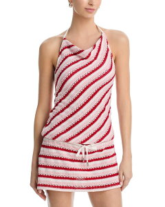 �V���J�C ���f�B�[�X �g�b�v�X �����s�[�X �~�j�b�g �z���^�[ SIMKHAI Shellie Knit Halter Minidress Lobster Stripe �X�g���C�v