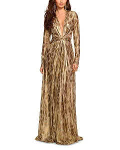 ���C�~�[ �u���b�N ���f�B�[�X �g�b�v�X �����s�[�X �v�����g Ramy Brook Printed Martini Gown Gold Animal �S�[���h