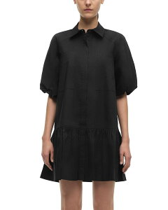 �V���J�C ���f�B�[�X �g�b�v�X �����s�[�X �~�j �R�b�g�� SIMKHAI Crissy Cotton Poplin Mini Dress Black �u���b�N
