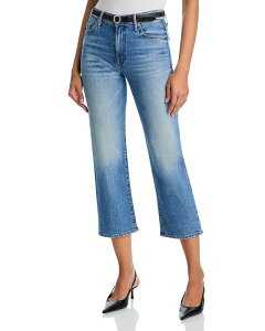 �}�U�[ ���f�B�[�X �{�g���X �f�j���p���c �N���b�v�h �W�[���Y MOTHER Lil Kick It High Rise Cropped Flare Jeans in Birds Gone Birds Gone