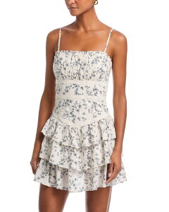�A�N�A ���f�B�[�X �g�b�v�X �����s�[�X �t�����[�� �~�j �t�����[ AQUA Ditsy Floral Mini Dress - Exclusive White/Navy �z���C�g