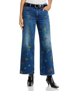 �}�U�[ ���f�B�[�X �{�g���X �f�j���p���c ���C�h���b�O �W�[���Y MOTHER Lil Rerun Zip Sneak High Rise Wide Leg Jeans in Field oflowers Field oflowers
