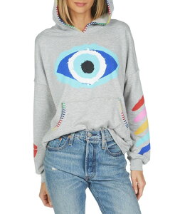 ���[�������V ���f�B�[�X �A�E�^�[ �p�[�J�[�E�X�E�F�b�g LAUREN MOSHI Raya Painted Evil Eye Hoodie Heather Grey �O���[