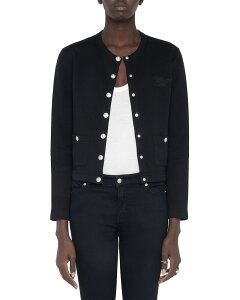 �U�f�B�O �G ���H���e�[�� ���f�B�[�X �A�E�^�[ �p�[�J�[�E�X�E�F�b�g �V���c Zadig & Voltaire Cama Snap Front Sweatshirt Black �u���b�N