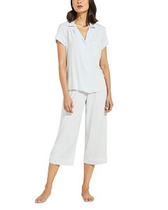 �G�o�[�W�F�C ���f�B�[�X �A���_�[�E�F�A �i�C�g�E�F�A Eberjey Gisele Short Sleeve Cropajama Set Ice Blue / Ivory �A�C�{���[