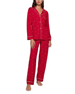 �G�o�[�W�F�C ���f�B�[�X �A�E�^�[ �p�[�J�[�E�X�E�F�b�g �v�����g Eberjey Gisele Printed Long Pajama Set Nutcracker Holly Red/Ivory �A�C�{���[