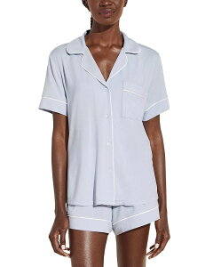 �G�o�[�W�F�C ���f�B�[�X �{�g���X �n�[�t�p���c�E�V���[�c �V���[�g�p���c Eberjey Gisele Relaxed Short Sleeve Top & Shorts Ice Blue / Ivory �A�C�{���[