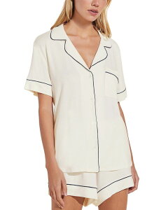 �G�o�[�W�F�C ���f�B�[�X �{�g���X �n�[�t�p���c�E�V���[�c �V���[�g�p���c Eberjey Gisele Relaxed Short Sleeve Top & Shorts Pure Ivory/Navy �A�C�{���[