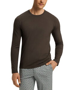 �n���� �����Y �g�b�v�X T�V���c �R�b�g�� Hanro Cotton Solid Long Sleeve Pajama Teearthy Ink