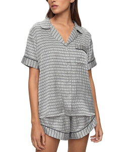 �G�o�[�W�F�C ���f�B�[�X �A�E�^�[ �p�[�J�[�E�X�E�F�b�g �v�����g �V���N Eberjey Inez Printed Washable Silk Short Pajama Set Stained Glass Lunarock/Navy �l�C�r�[
