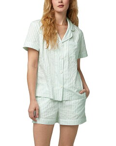 �x�b�h�w�b�h�p�W���} ���f�B�[�X �A�E�^�[ �p�[�J�[�E�X�E�F�b�g BedHead Pajamas BedHead Striped Short Sleeve Boxer Pajama Set Mint 3D Stripe �~���g