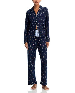 �A�N�A ���f�B�[�X �A�E�^�[ �p�[�J�[�E�X�E�F�b�g �W���[�W�[ AQUA Notched Collar Jersey Pajama Set - Exclusive Navy �l�C�r�[