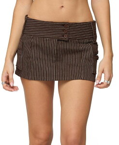 �A�f�B�N�e�b�h ���f�B�[�X �{�g���X�J�[�g �~�j Edikted Lorna Pinstripe Mini Skort Dark-Brown �u���E��