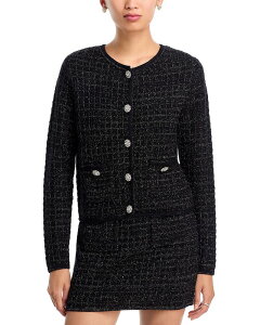 �A�N�A ���f�B�[�X �A�E�^�[ �J�[�f�B�K�� �Z�[�^�[ AQUA Crystal Button Cardigan Sweater - Exclusive Black �u���b�N