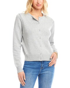 �J�����P�[�� ���f�B�[�X �A�E�^�[ �J�[�f�B�K�� Karen Kane Faux Pearl Trim Cardigan Gray �O���[