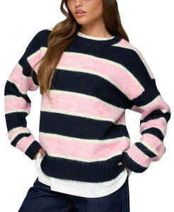 �A�f�B�N�e�b�h ���f�B�[�X �A�E�^�[ �j�b�g�E�Z�[�^�[ Edikted Conrad Striped Knit Sweater Navy-And-Pink �l�C�r�[