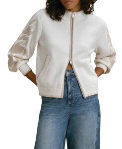 �~���g���x���x�b�g ���f�B�[�X �A�E�^�[ �J�[�f�B�K�� �R�b�g�� �h�J Mint Velvet Women's Cotton Blend Embroidered Cardigan Ivory �A�C�{���[