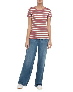 �X���[�h�b�c ���f�B�[�X �g�b�v�X T�V���c �N���[�l�b�N �R�b�g�� Three Dots Cotton Short Sleeve Crewneck Tee Crushed Berry