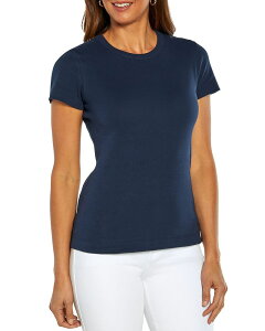 �X���[�h�b�c ���f�B�[�X �g�b�v�X T�V���c �N���[�l�b�N �R�b�g�� Three Dots Cotton Short Sleeve Crewneck Tee Navy �l�C�r�[