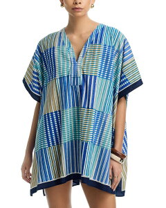�G�R�[ ���f�B�[�X �g�b�v�X �V���c Echo Stripe Illusion Caftan Swim Cover-Up Ultramarine �X�g���C�v