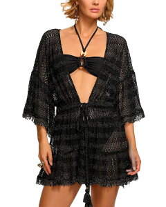 ���C�~�[ �u���b�N ���f�B�[�X �g�b�v�X �����s�[�X Ramy Brook Jewel Cover Up Dress Black Metallic Zigzag �u���b�N