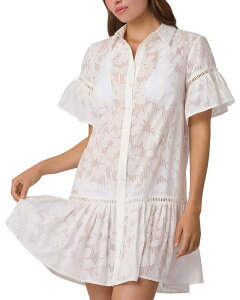 �V���V���[�i ���f�B�[�X �g�b�v�X �V���c �t���� �~�j Shoshanna Ruffle Mini Shirtdress Cover Up Optic