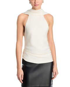 �V���J�C ���f�B�[�X �g�b�v�X �V���c �h���[�v SIMKHAI Samira Draped Neck Top Ivory �A�C�{���[