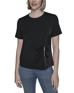 �J�[�� ���K�[�t�F���h ���f�B�[�X �g�b�v�X T�V���c KARLAGERFELD PARIS Combo Tee Black �u���b�N