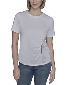 �J�[�� ���K�[�t�F���h ���f�B�[�X �g�b�v�X T�V���c KARLAGERFELD PARIS Combo Tee Soft White �z���C�g