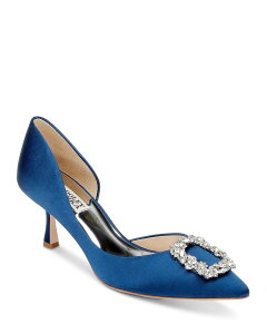 �o�b�W�F���[�~�V���J ���f�B�[�X �V���[�Y �X���b�|���E���[�t�@�[ Badgley Mischka Women's Fabia II Embellished Pointed Toe Slip On Pumps Navy Satin �l�C�r�[
