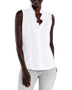 �j�b�N�v���X�]�[�C ���f�B�[�X �g�b�v�X �V���c �t���� �m�[�X���[�u NIC+ZOE Ruffled Around Sleeveless Topaper White �z���C�g