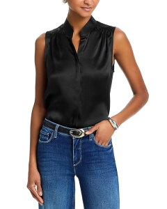 ���W�����X ���f�B�[�X �g�b�v�X �V���c �V���N �m�[�X���[�u L'AGENCE Phoebe Sleeveless Band Collar Silk Top Black �u���b�N