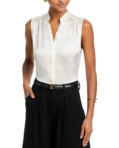 ���W�����X ���f�B�[�X �g�b�v�X �V���c �V���N �m�[�X���[�u L'AGENCE Phoebe Sleeveless Band Collar Silk Top Ivory �A�C�{���[